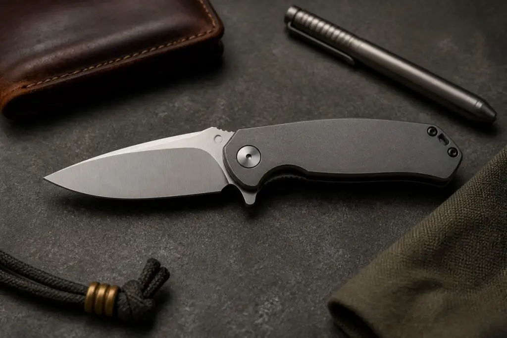 EDC folding knife product image for knife sharpening angle chart