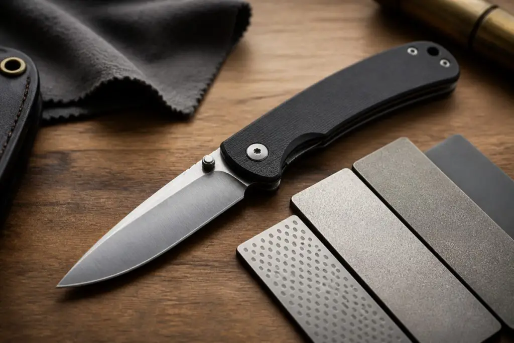 EDC folding knife product image for how to sharpen S30V with diamond stones