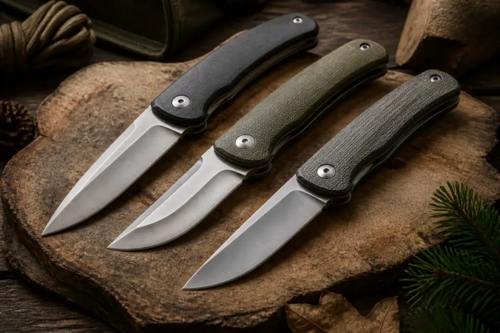 EDC folding knife product image for Scandi vs convex vs flat grind