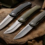 EDC folding knife product image for Scandi vs convex vs flat grind