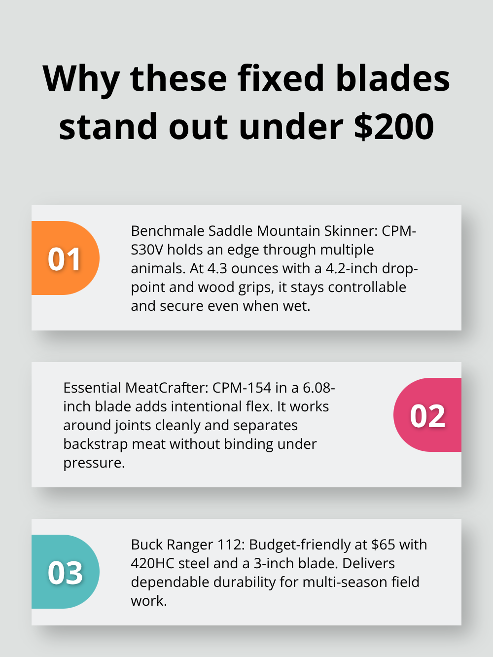 Three standout fixed-blade picks and what they do best for U.S. hunters