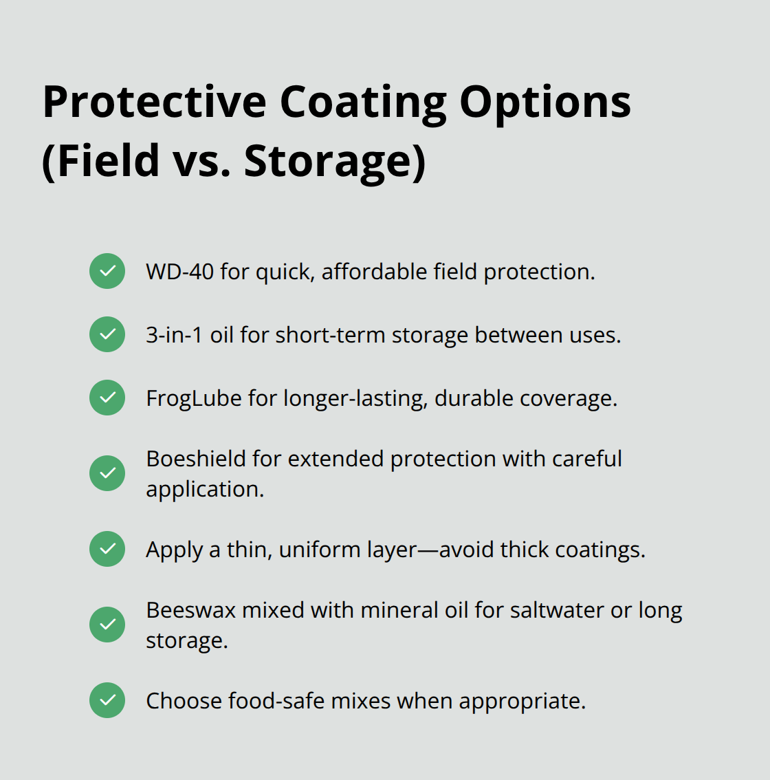 Checklist of knife protective coatings and when to use them - rust prevention for blades